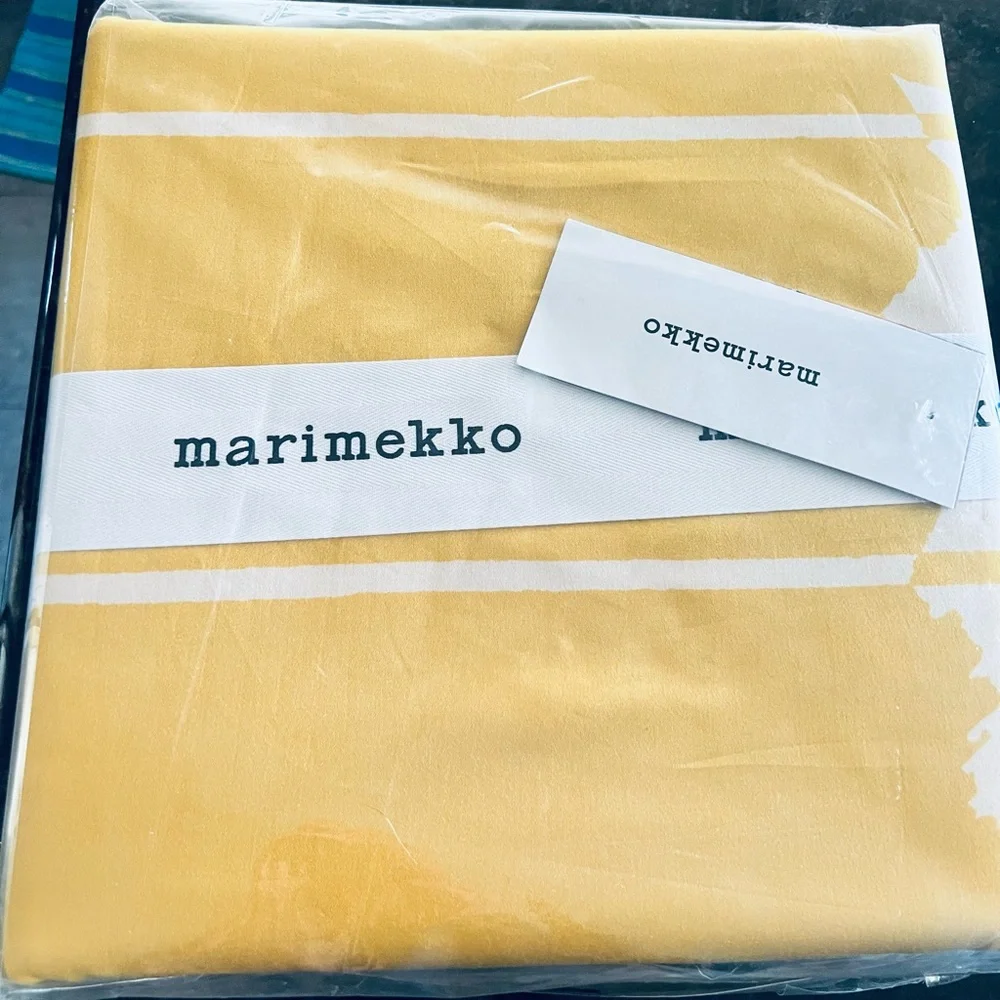 ReturneMarimekko Yellow and White Duvet Cover Queen w/2 shams FREE SHIP No offer